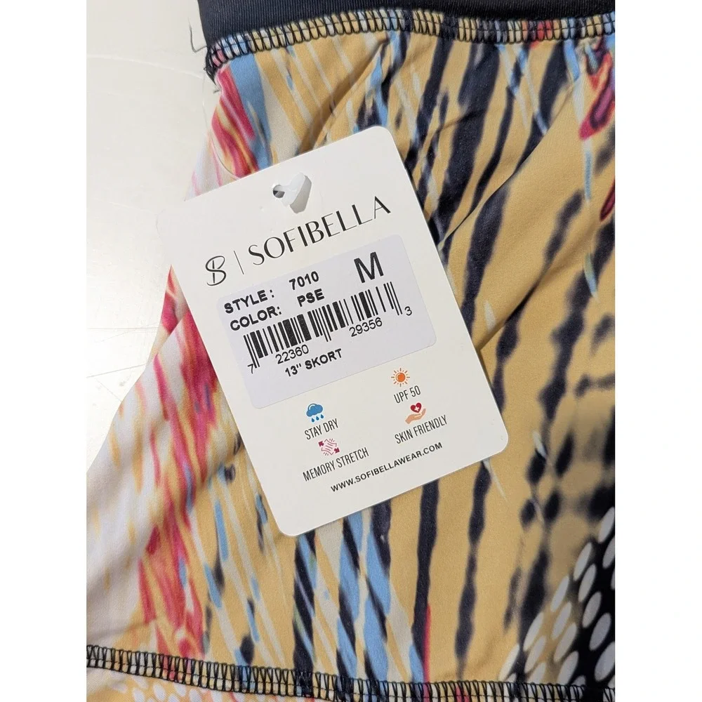 Sofibella NWT Tennis Skort Colorful Abstract Print Mesh Ruffle Size M